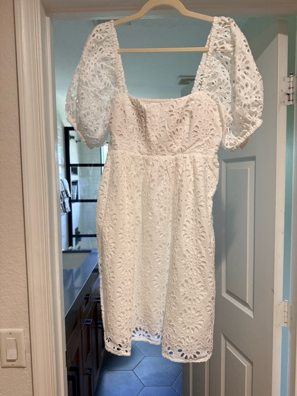 Lilly Pulitzer White Eyelet Puff Sleeve Mini Dress